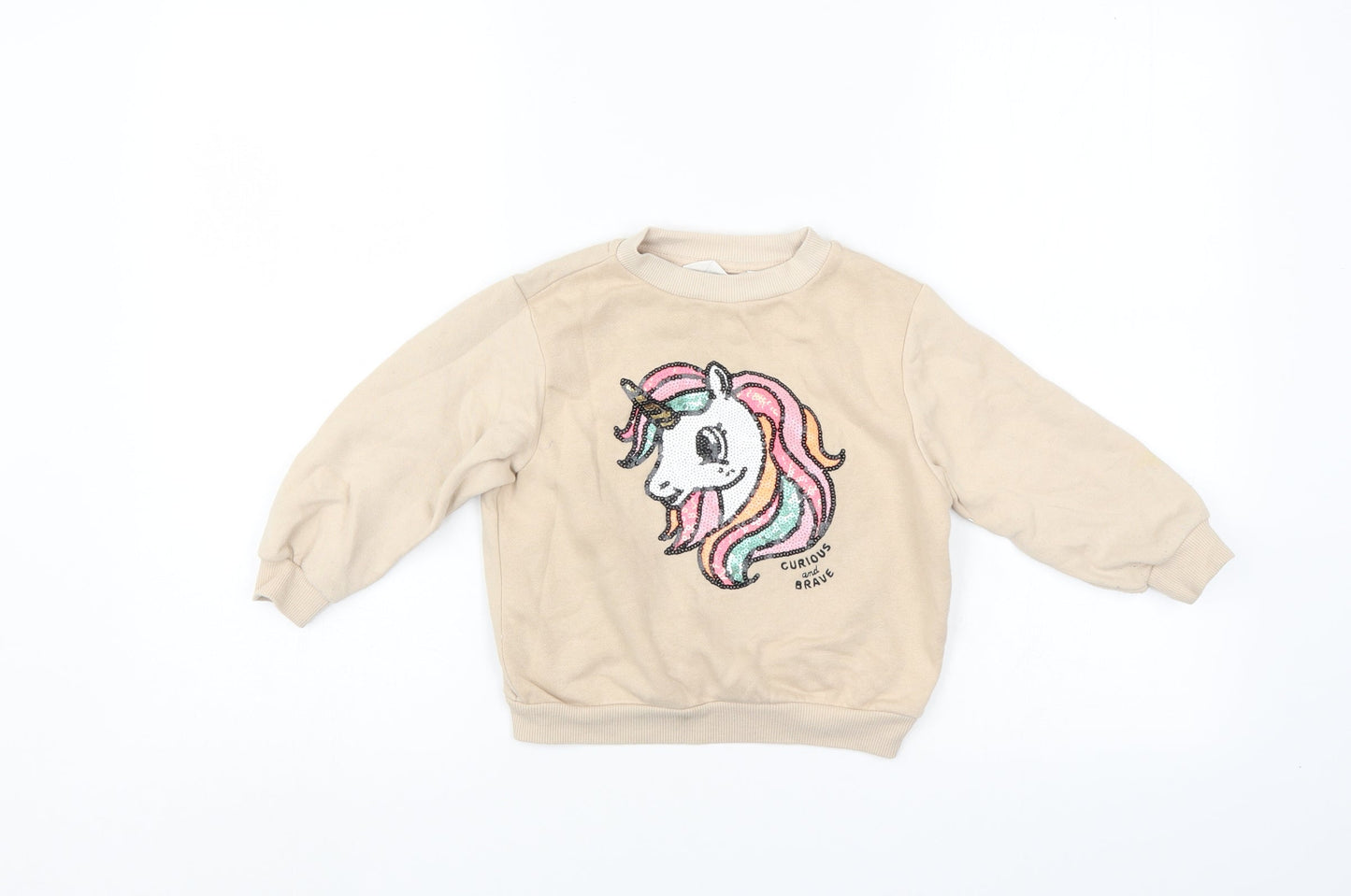 H&M Girls Beige   Pullover Sweatshirt Size 2-3 Years