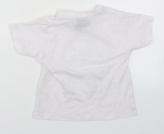Preworn Boys White   Basic T-Shirt Size 3-4 Years  - Pudsey