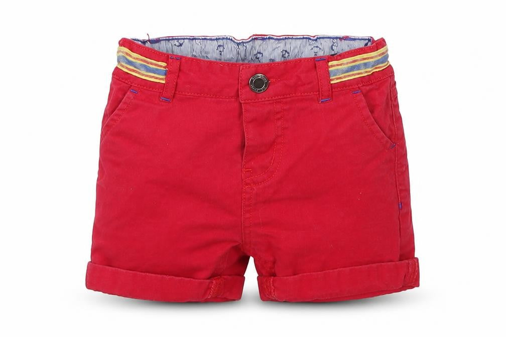 Front view of Monsoon boys’ red cropped trousers, size 12-18, months