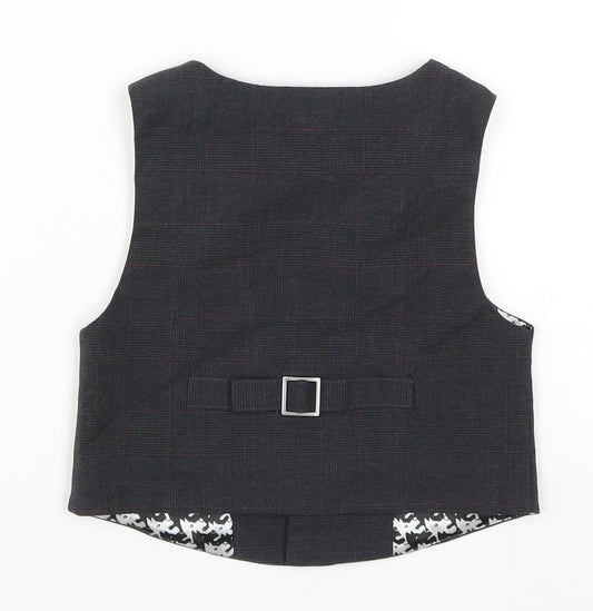 Marks and Spencer Boys Grey Check  Jacket Waistcoat Size 2-3 Years