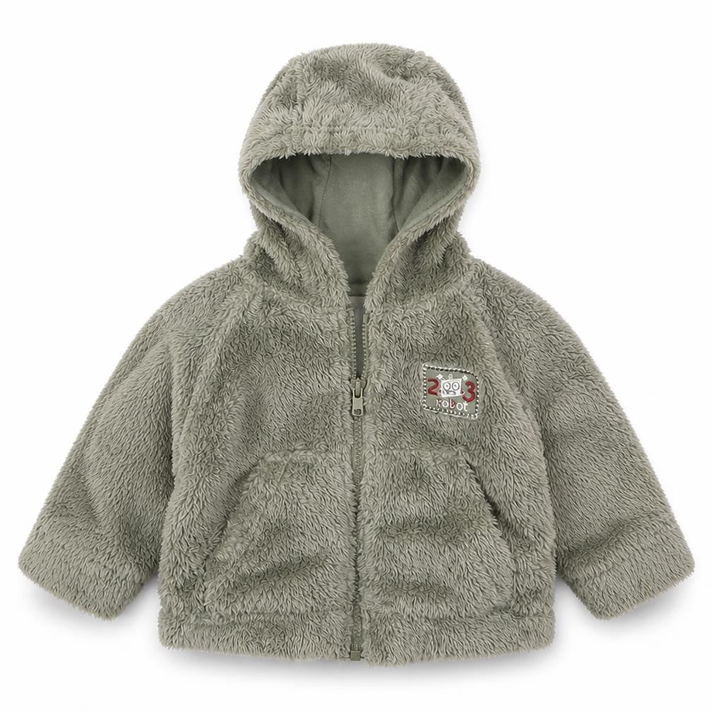 Front view of Early Days boys’ green jacket, size 3-6, months - 203 robot