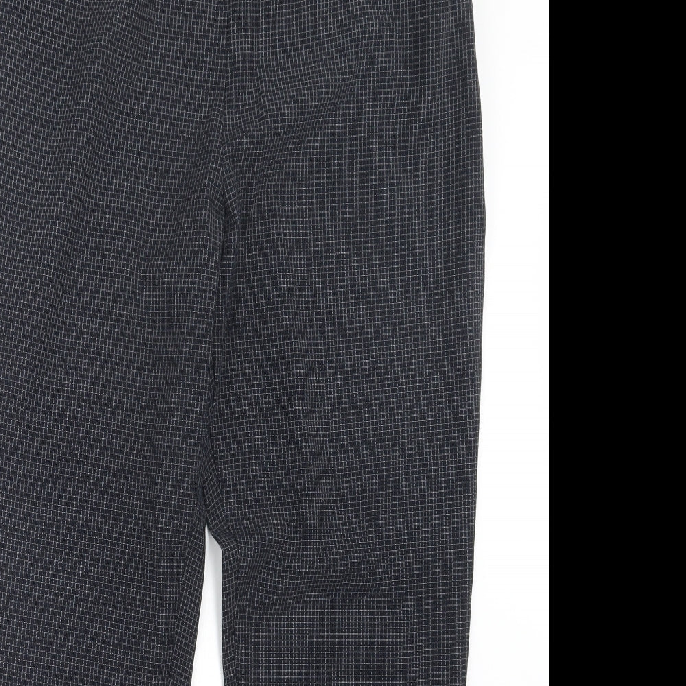 Marks and Spencer Womens Blue Check  Trousers  Size 16 L28 in