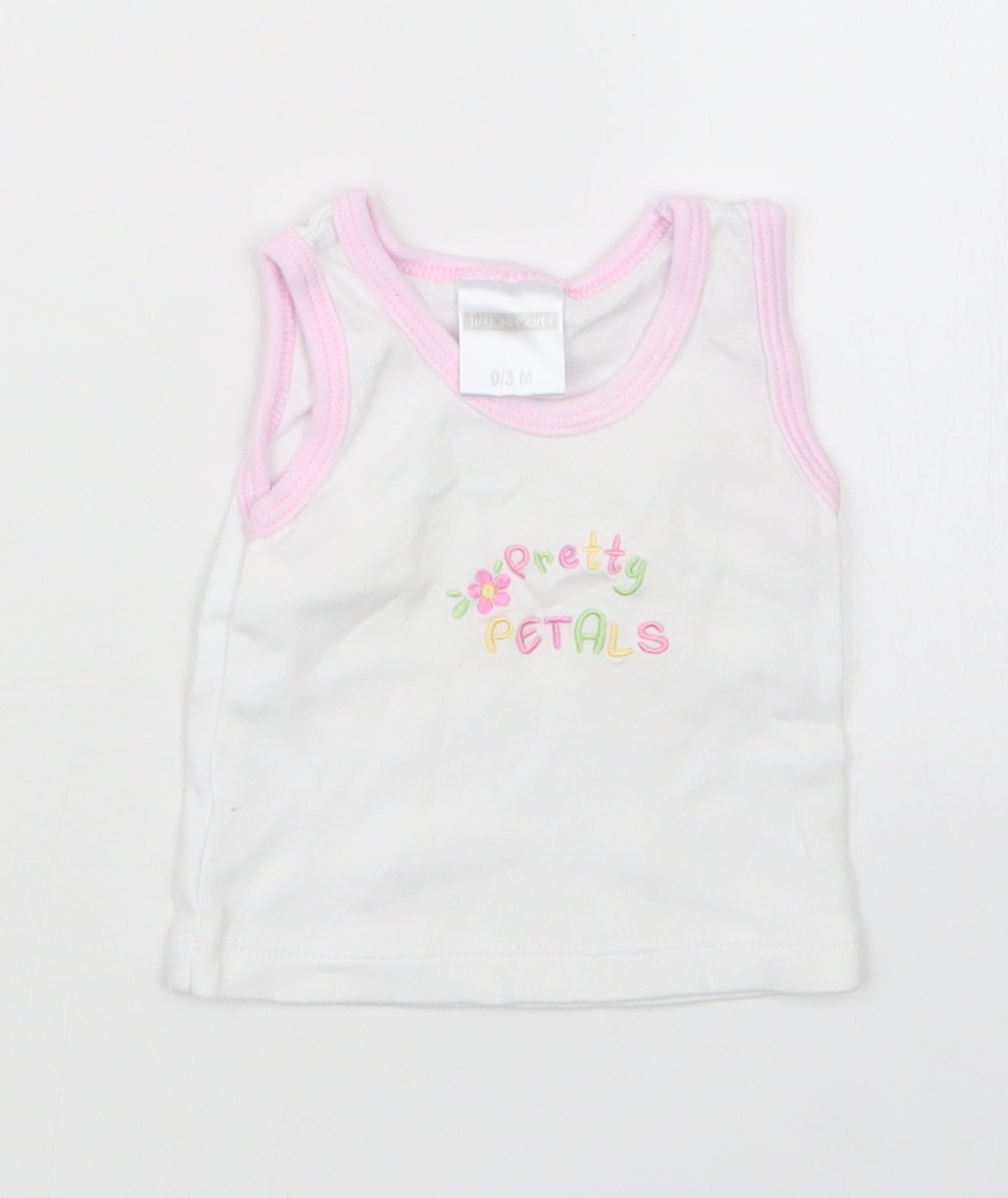 Just too Cute Girls White   Basic T-Shirt Size 0-3 Months