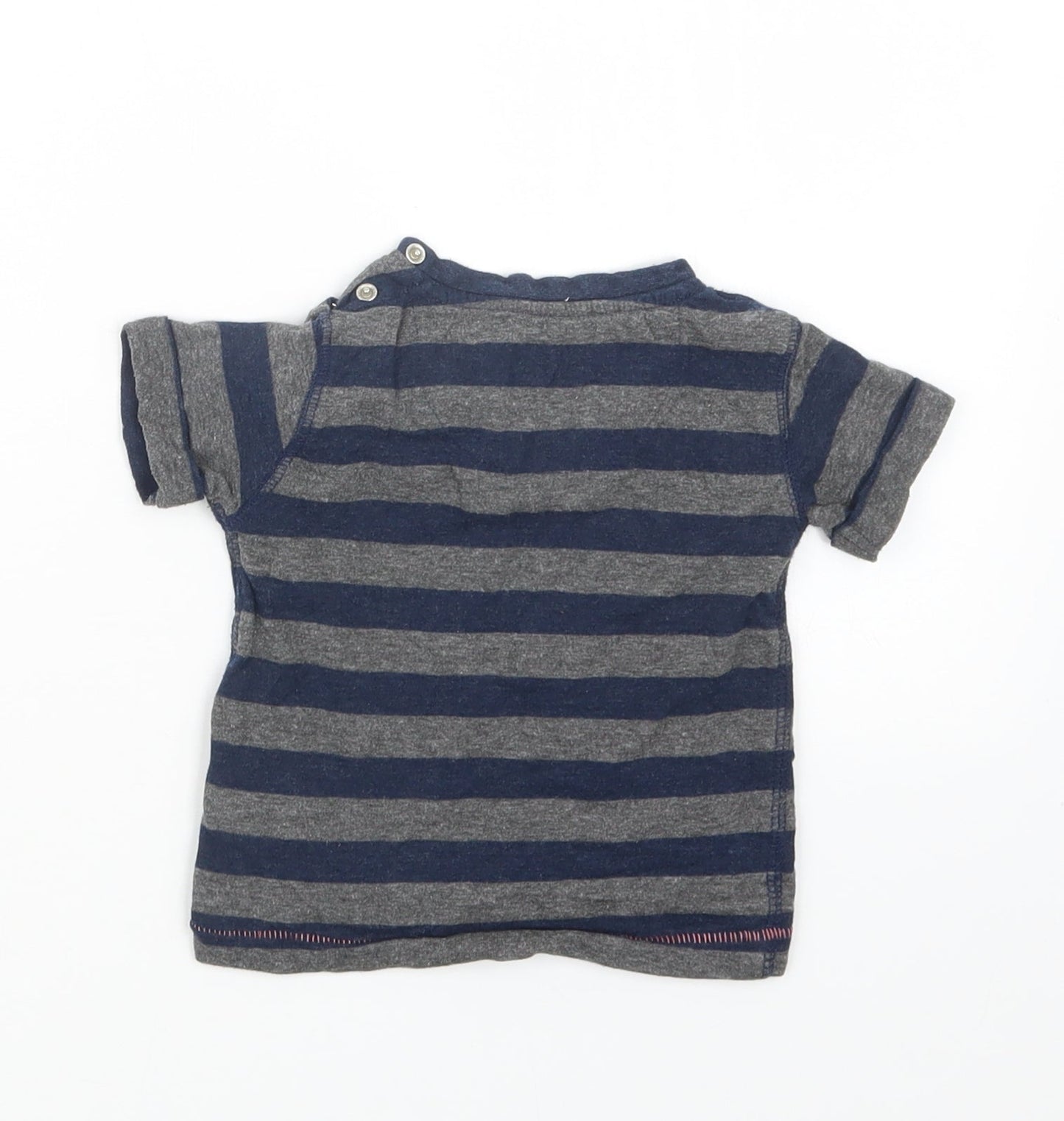 Earlydays Boys Blue Striped  Basic T-Shirt Size 9-12 Months