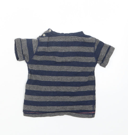 Earlydays Boys Blue Striped  Basic T-Shirt Size 9-12 Months