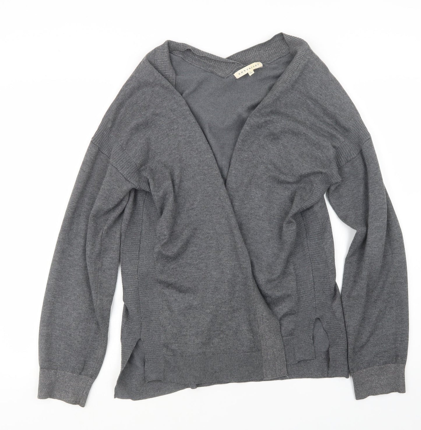 Retrology Womens Grey  Knit Cardigan Jumper Size L