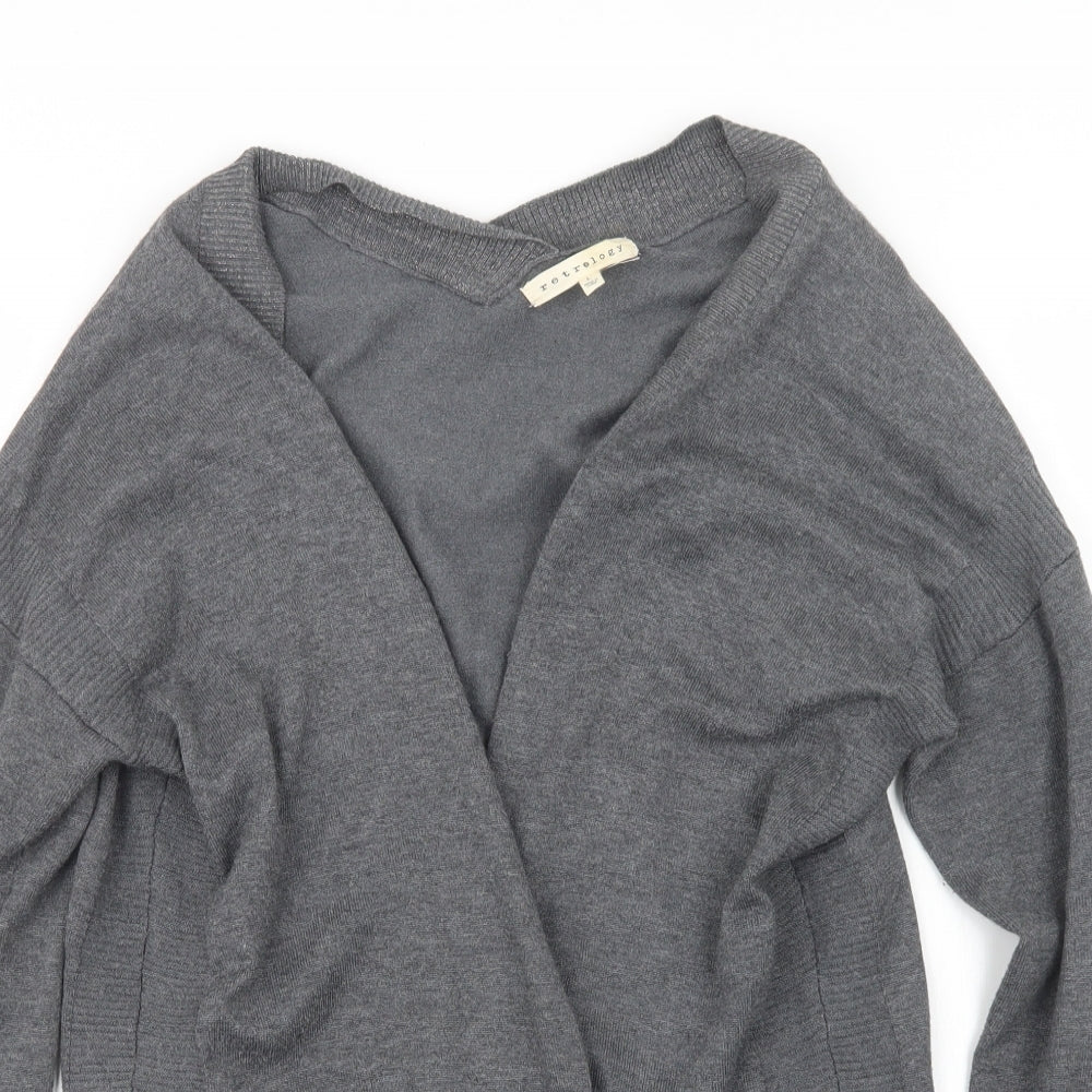 Retrology Womens Grey  Knit Cardigan Jumper Size L