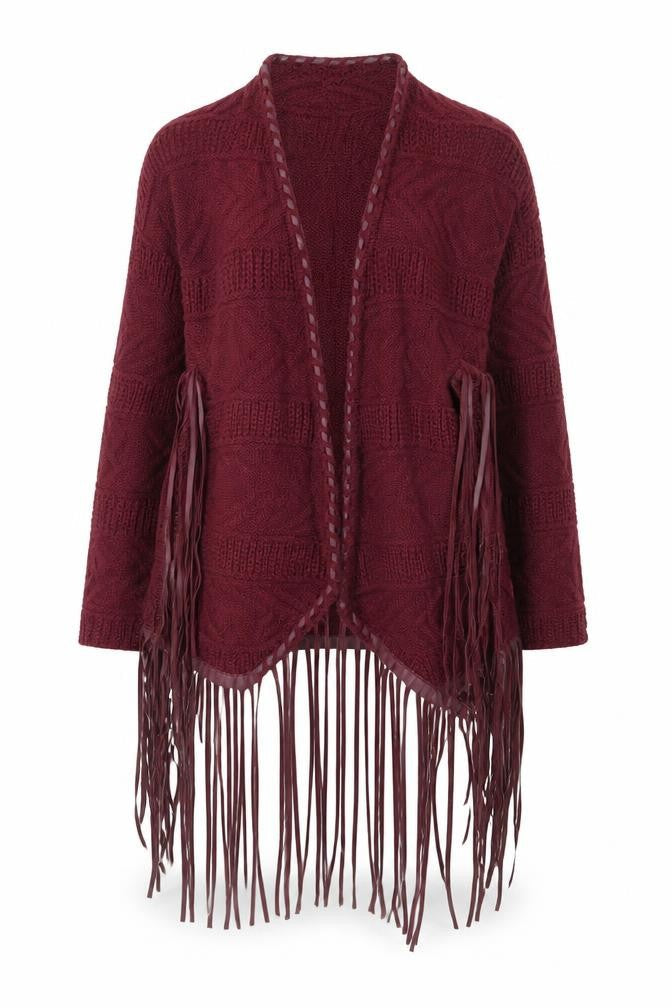 Front view of Atmosphere women’s purple knit cardigan jumper, size UK 10