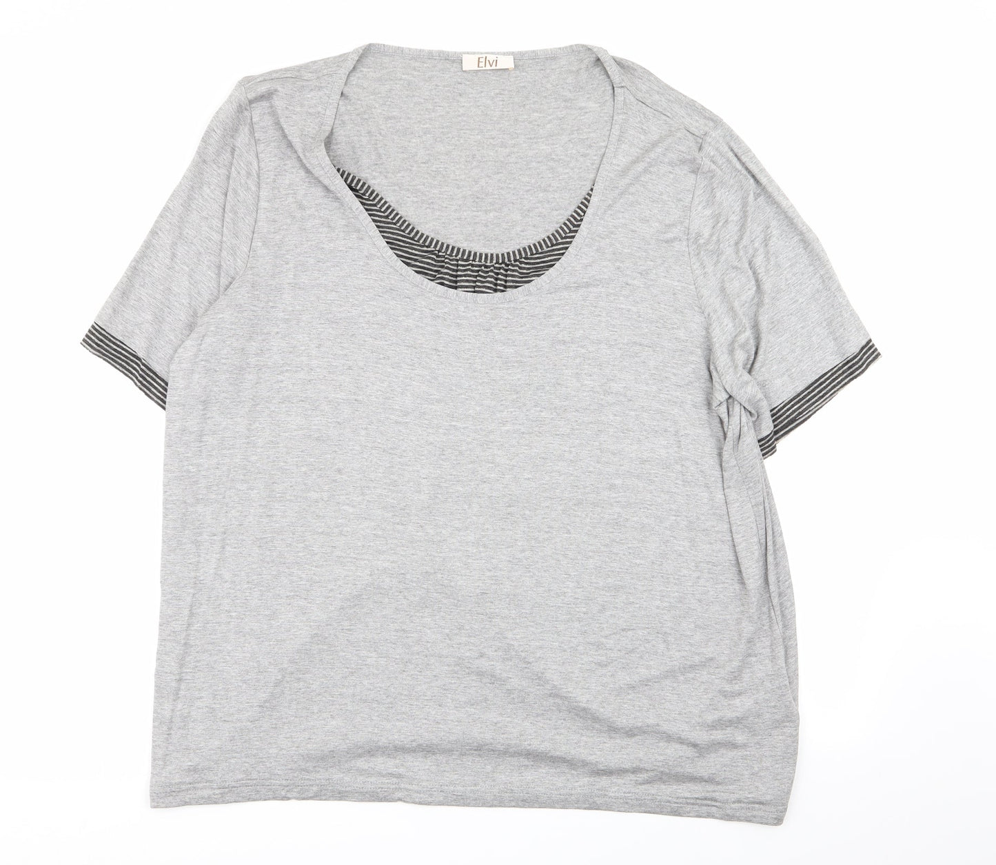 ELVI Womens Grey   Basic T-Shirt Size L