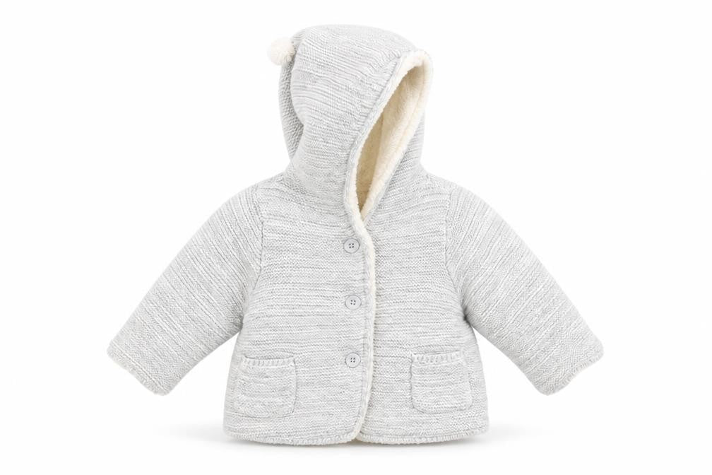 Front view of Gap boys’ grey overcoat coat, size 3-6, months