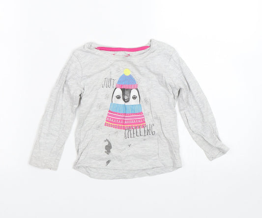 Primark Girls Grey   Top Pyjama Top Size 2-3 Years  - Penguin