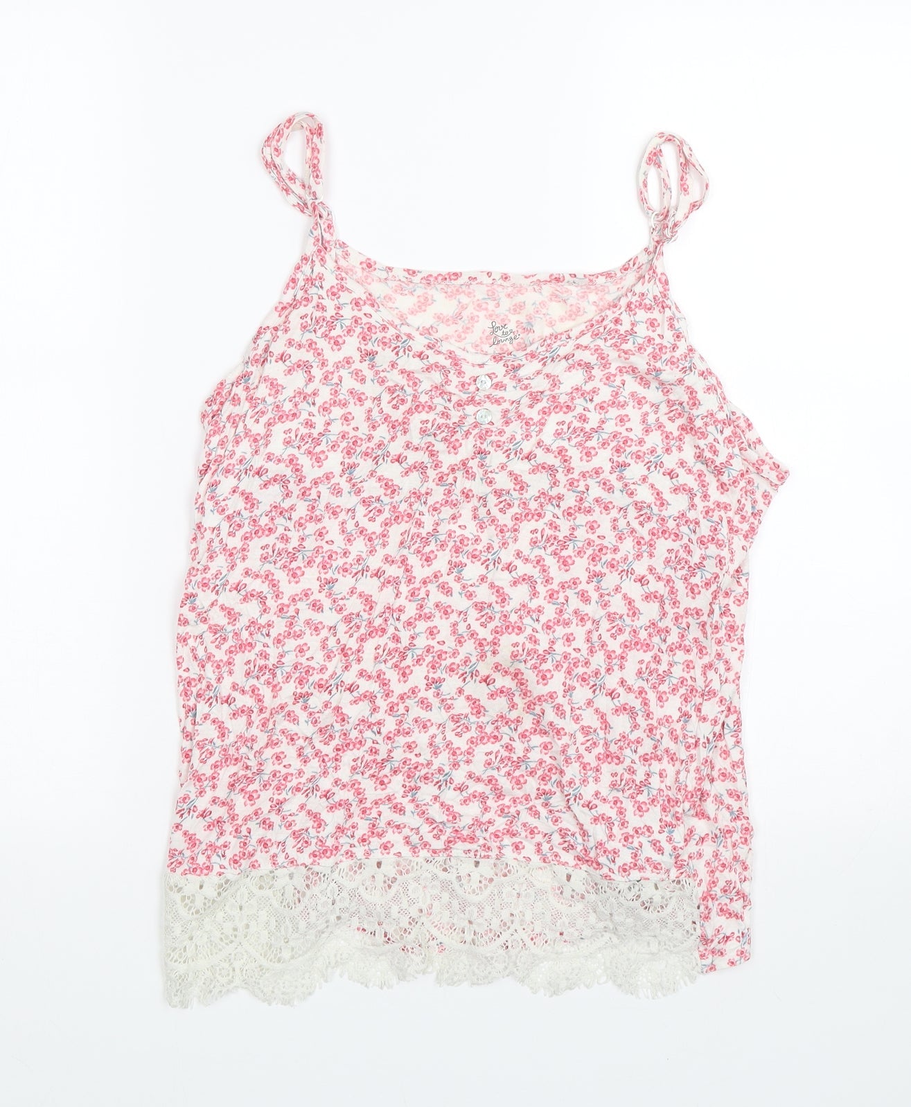 love to lounge Womens White Floral  Top Pyjama Top Size L