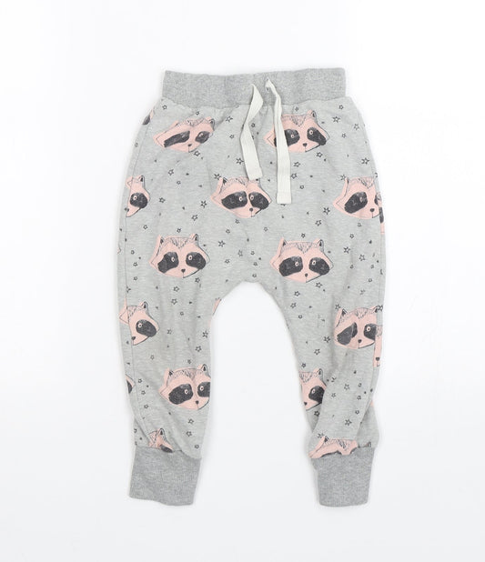 NEXT Girls Green Polka Dot  Cami Pyjama Pants Size 2-3 Years  - Raccoons