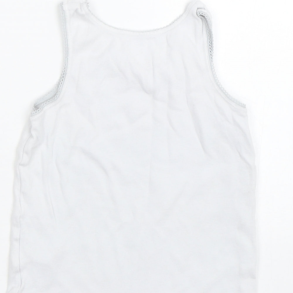 M&S Girls White   Basic Tank Size 3-4 Years  - Birds