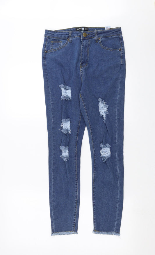Boohoo Womens Blue  Denim Skinny Jeans Size 10 L26 in
