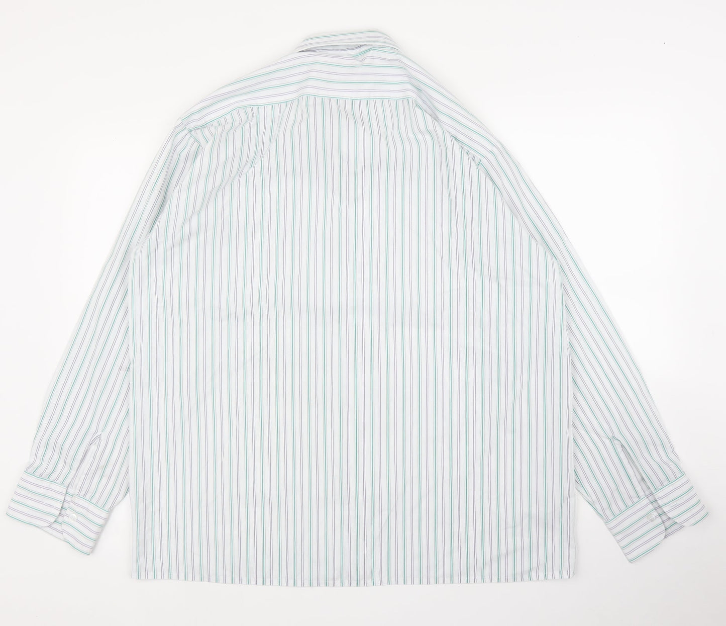 Giorgio Fellini Mens Green Striped   Button-Up Size 17