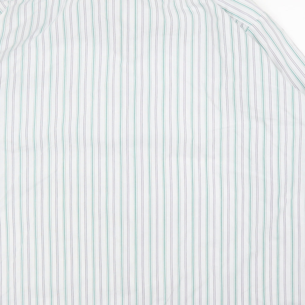 Giorgio Fellini Mens Green Striped   Button-Up Size 17