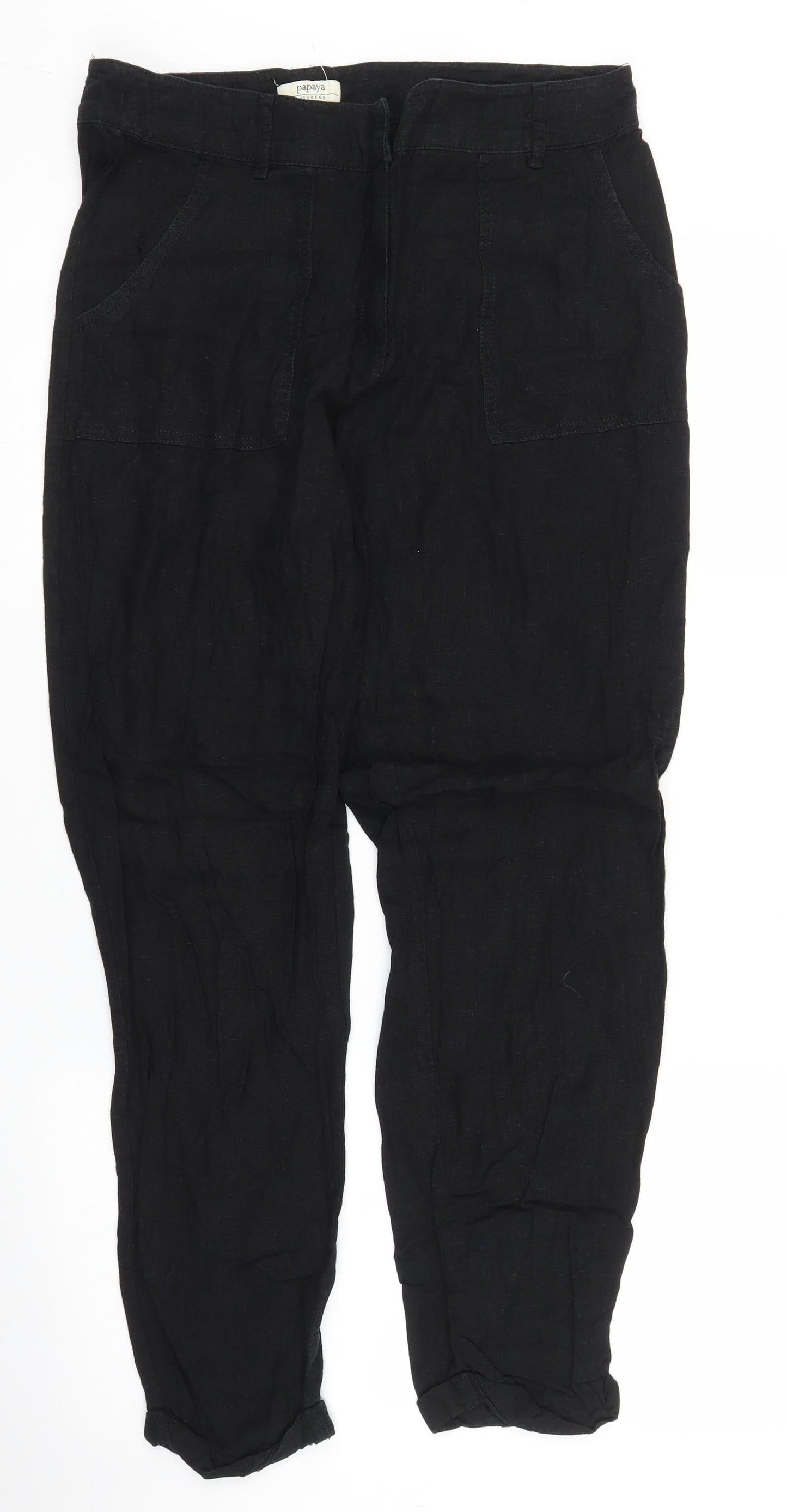 Papaya Womens Black   Trousers  Size 12 L27 in