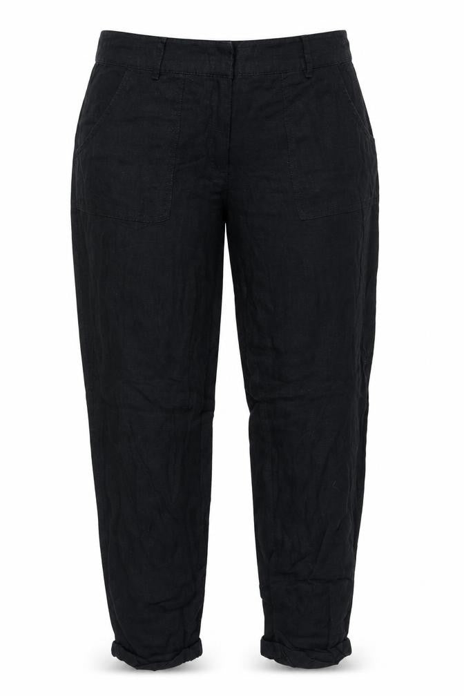 Front view of Papaya women’s black trousers, size UK 12, 27-inch leg