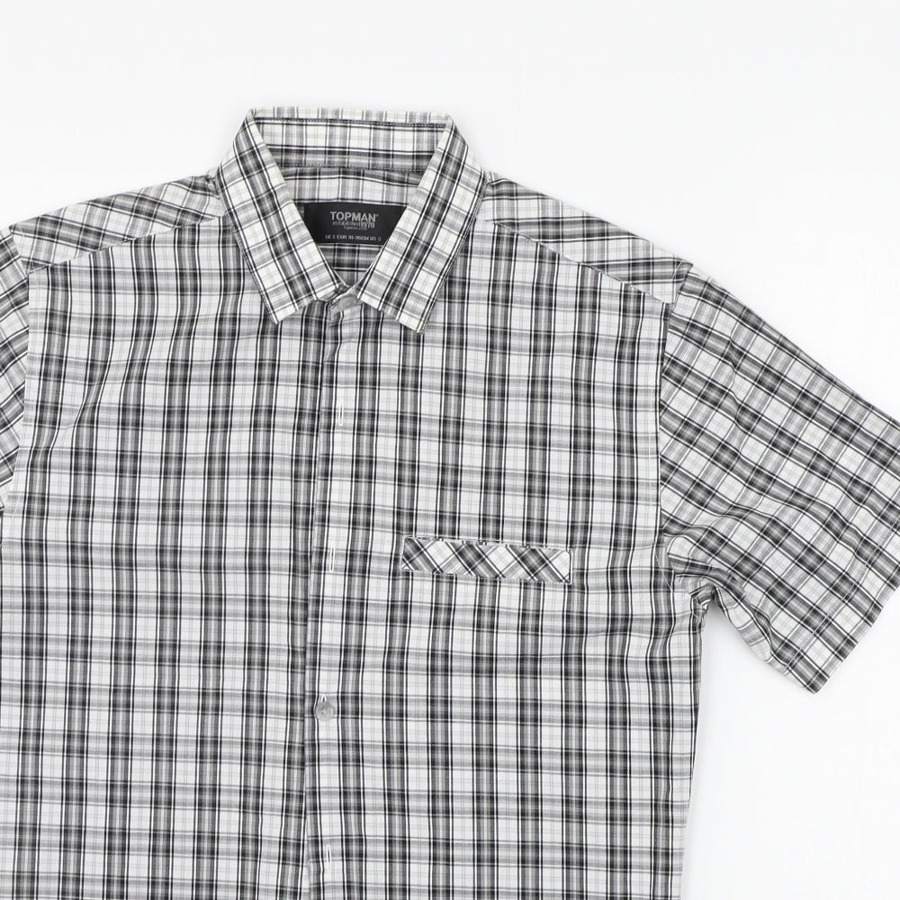 Topman Mens Grey Check   Button-Up Size S