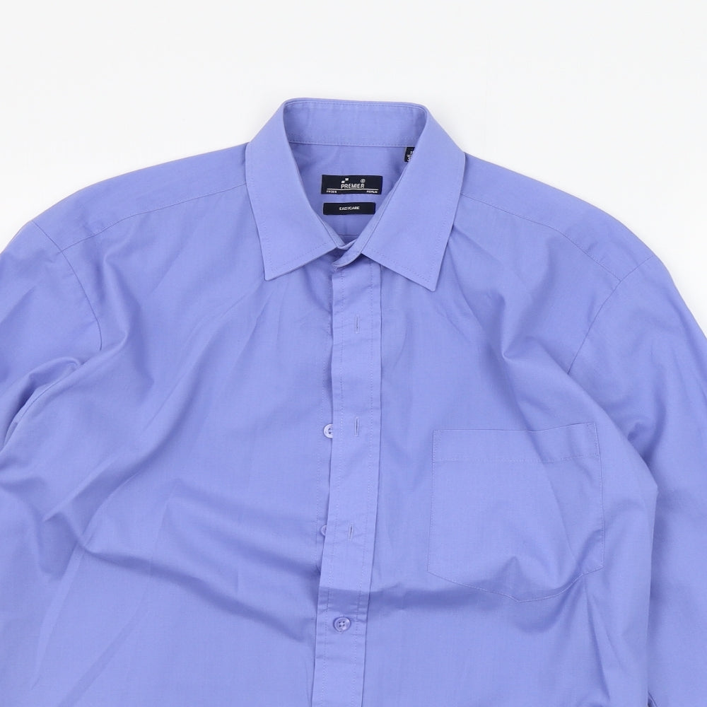 Premier Mens Blue    Button-Up Size 15
