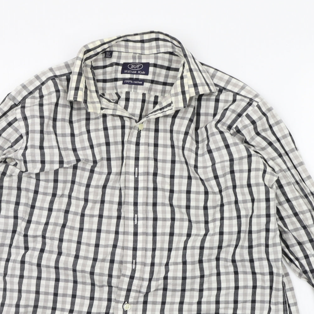 william hyde Mens Grey Check   Button-Up Size 15.5