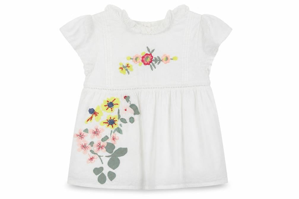 Front view of Next girls’ white fit & flare, size 3-6, months