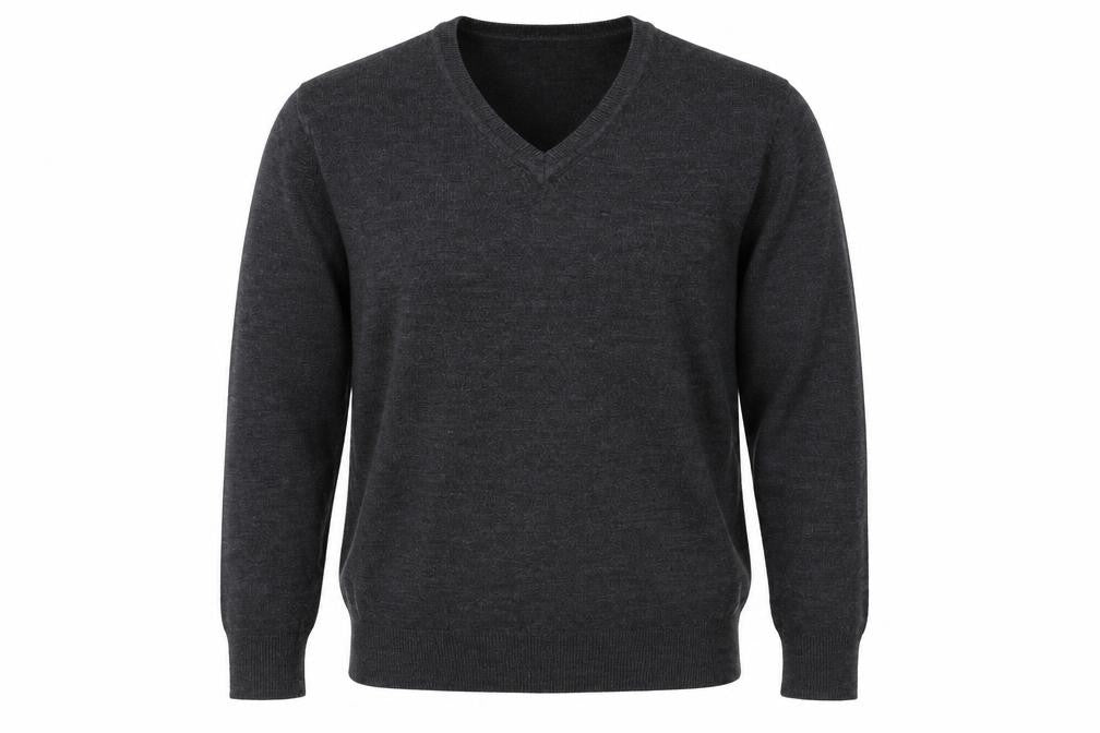 Front view of Easy men’s grey jumper, size L