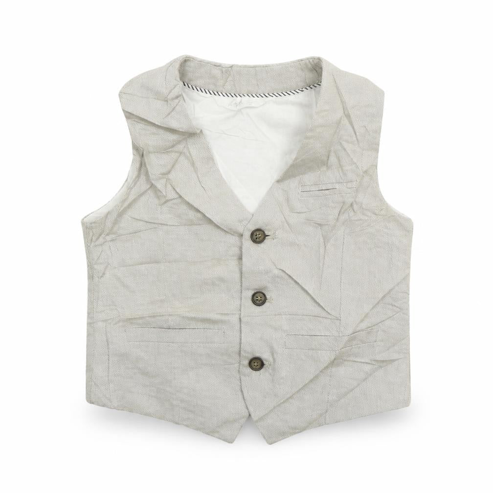 Front view of H&M boys’ beige jacket waistcoat, size 2-3, years