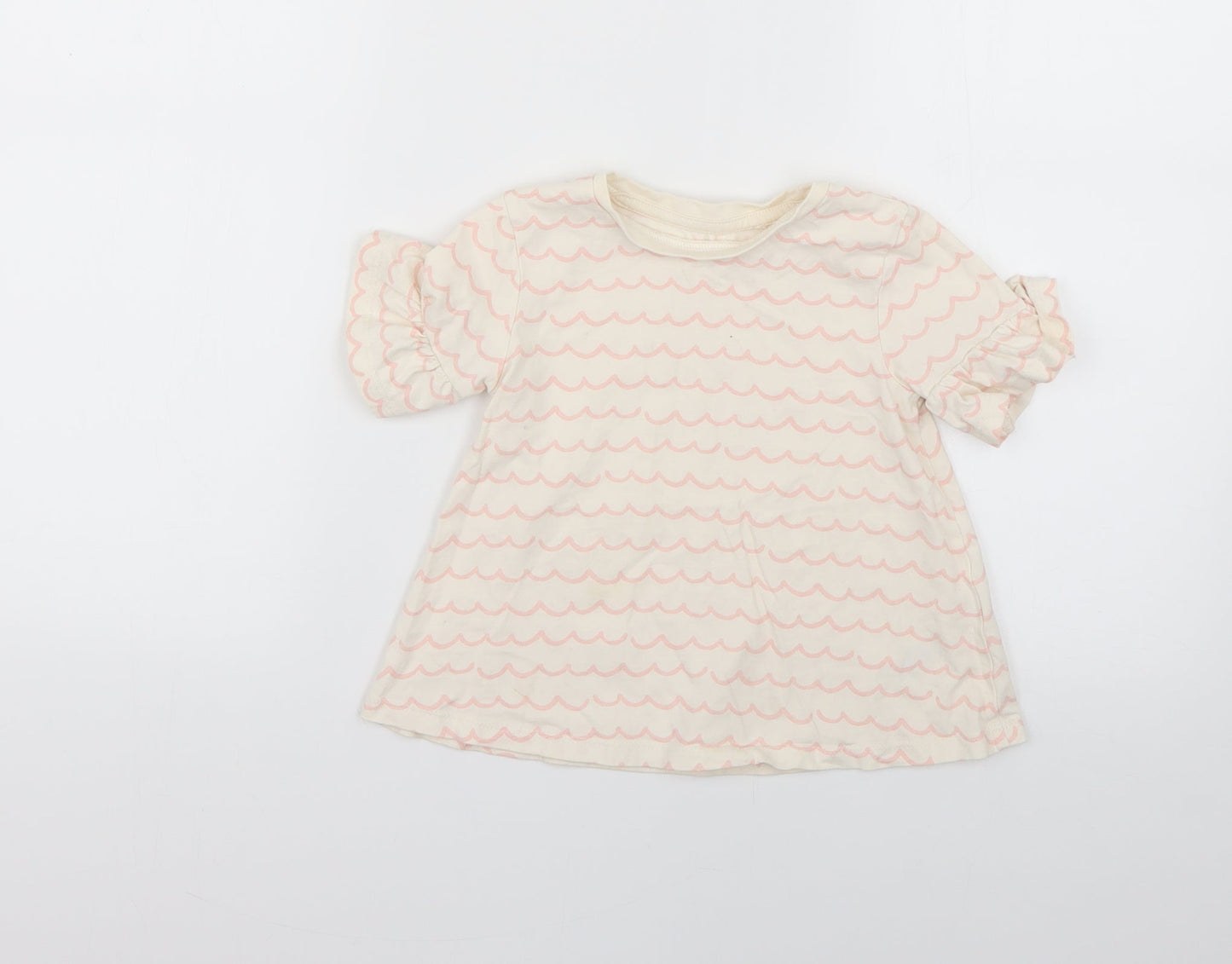 George Girls White Geometric  Basic T-Shirt Size 3-4 Years