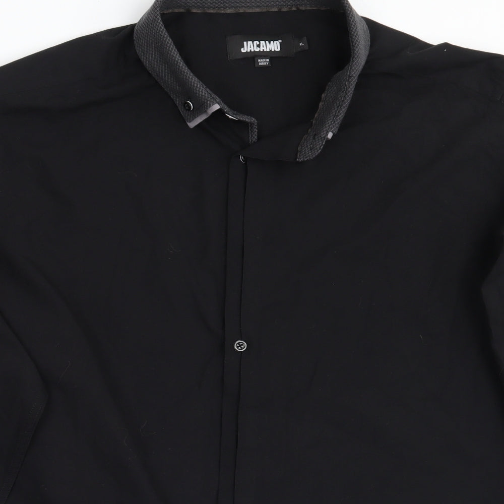 Jaccamo Mens Black    Button-Up Size XL