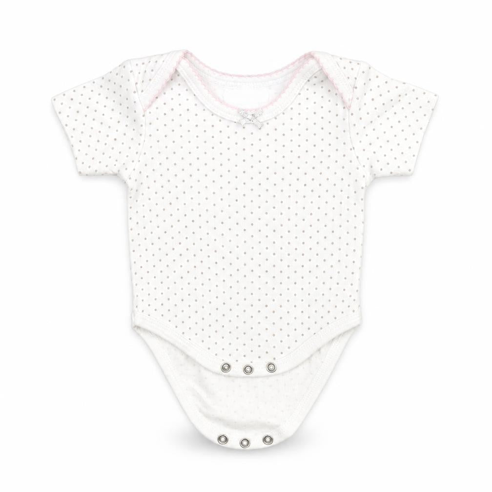 Pitter Patter Girls White Polka Dot  Babygrow One-Piece Size 3-6 Months