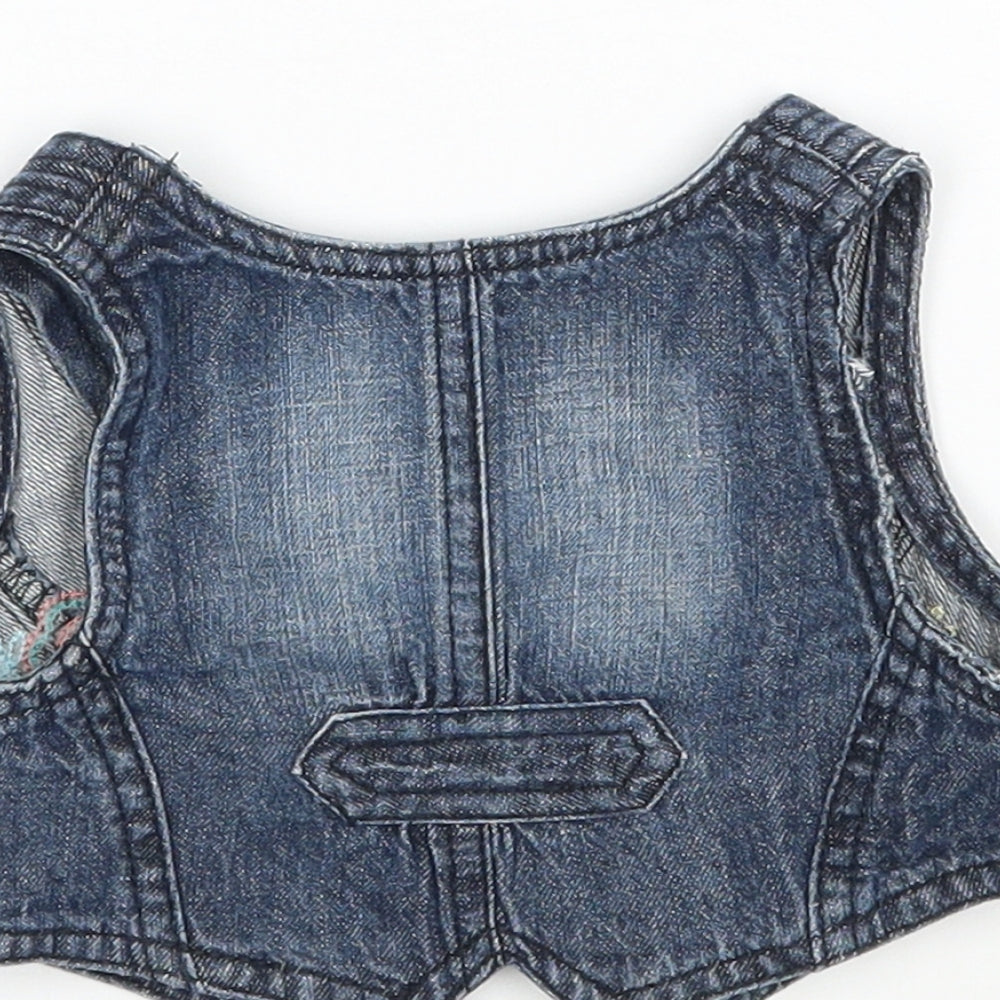 Matalan Girls Blue Floral  Jacket Waistcoat Size 9-12 Months