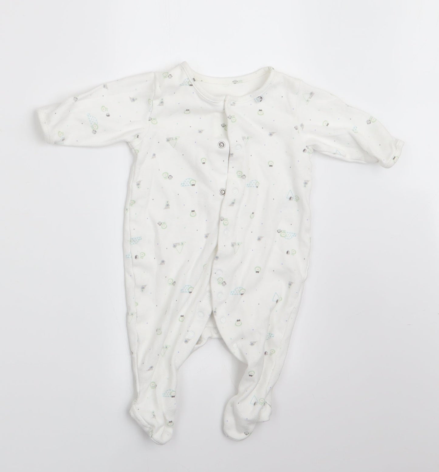 Marks and Spencer Boys Ivory Animal Print  Babygrow One-Piece Size 0-3 Months
