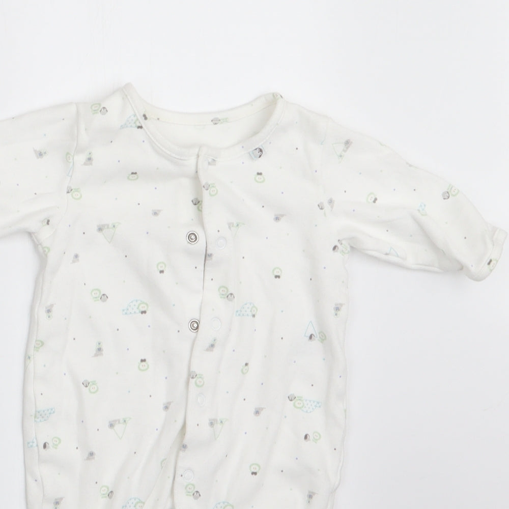 Marks and Spencer Boys Ivory Animal Print  Babygrow One-Piece Size 0-3 Months