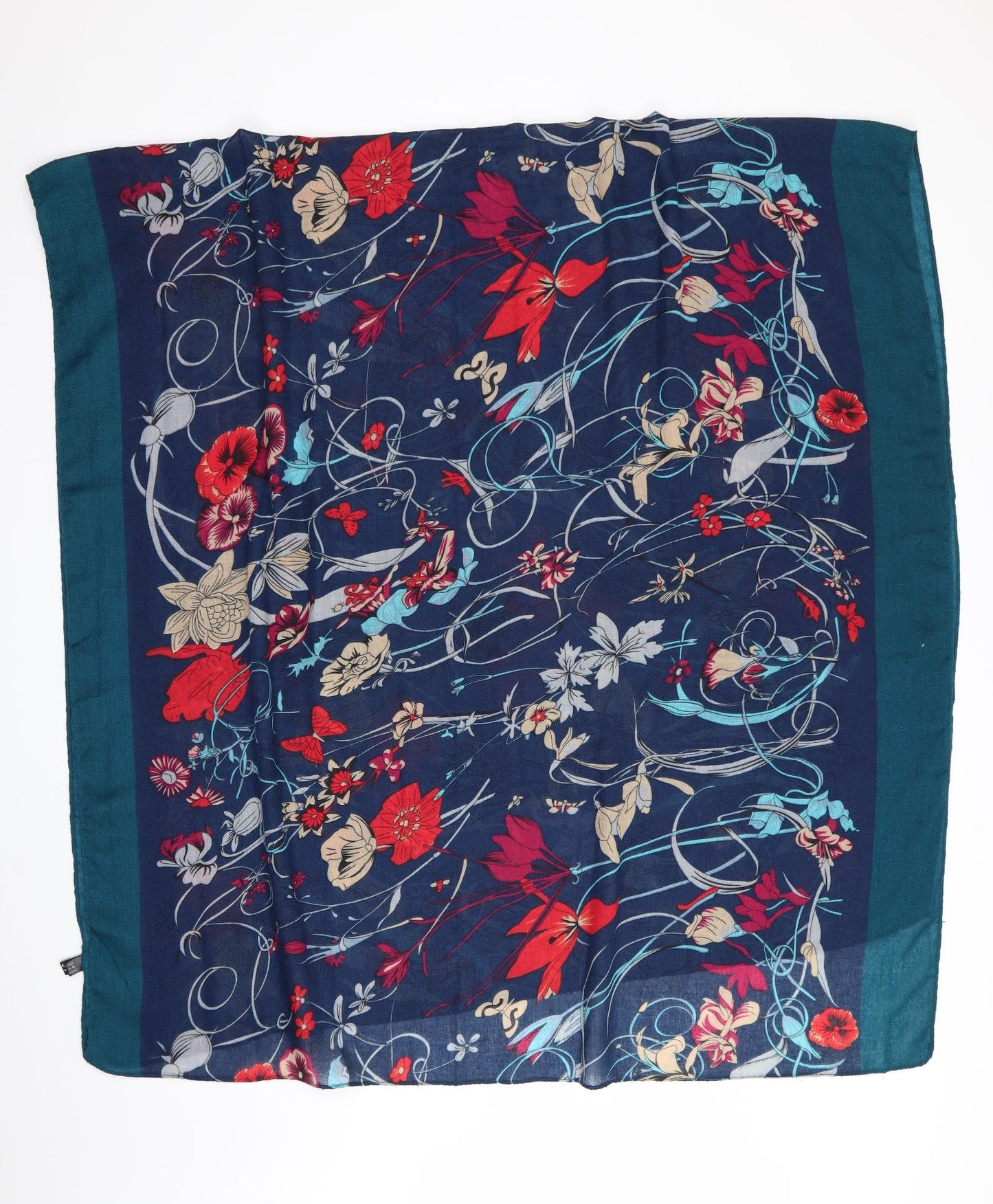 Luxe Womens Blue Floral   Shawl/Wrap