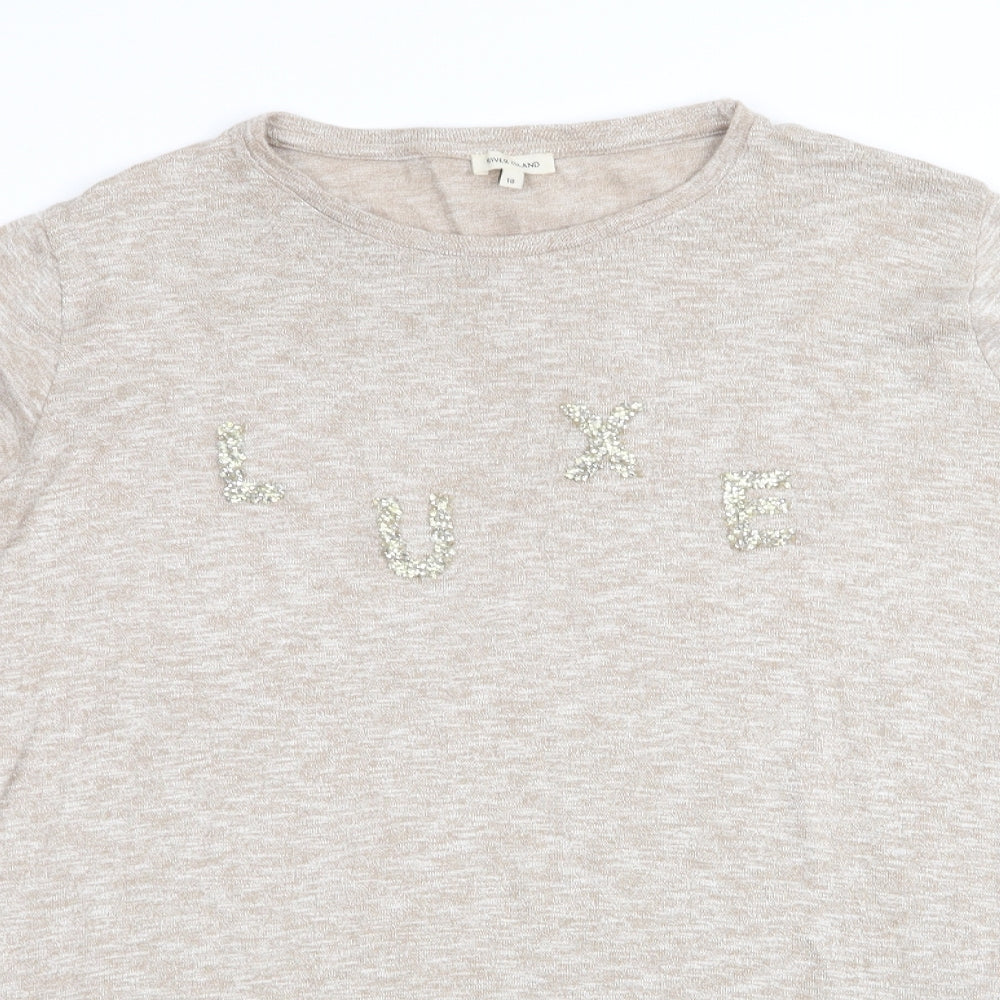 River Island Womens Beige   Pullover Jumper Size 18  - LUXE