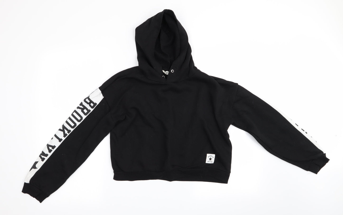 H&M Girls Black   Pullover Hoodie Size 14 Years  - Brooklyn