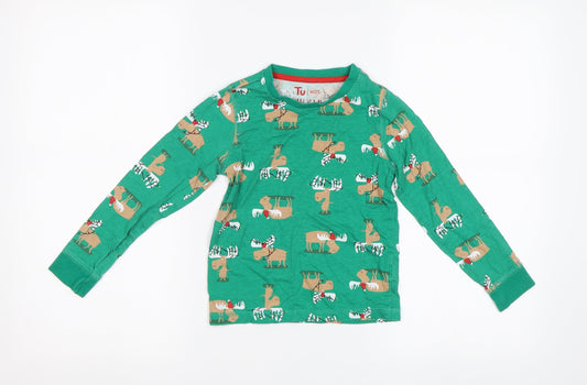TU Girls Green   Top Pyjama Top Size 5-6 Years  - Xmas Pyjama