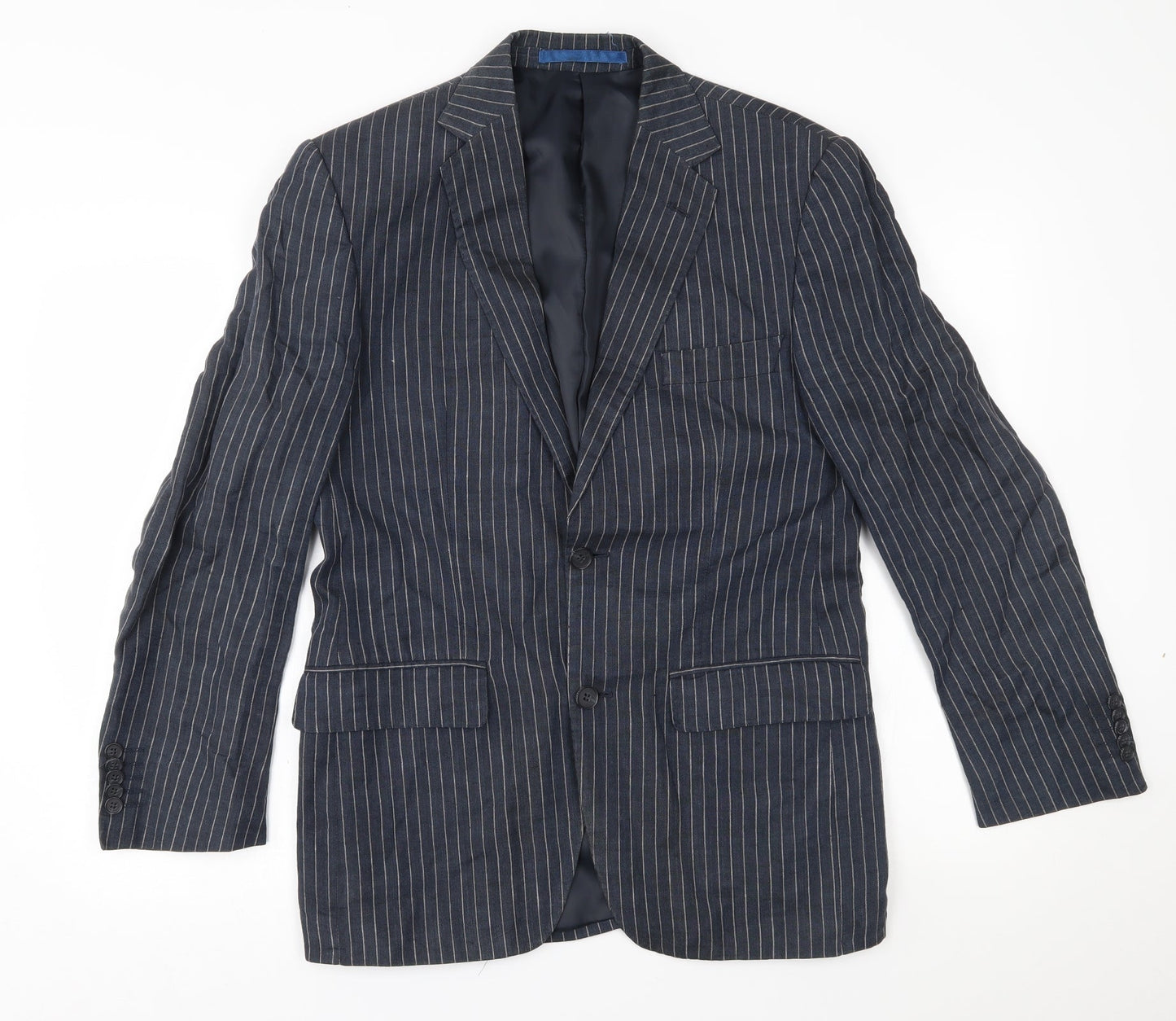 M&S Mens Blue Striped  Jacket Blazer Size 36