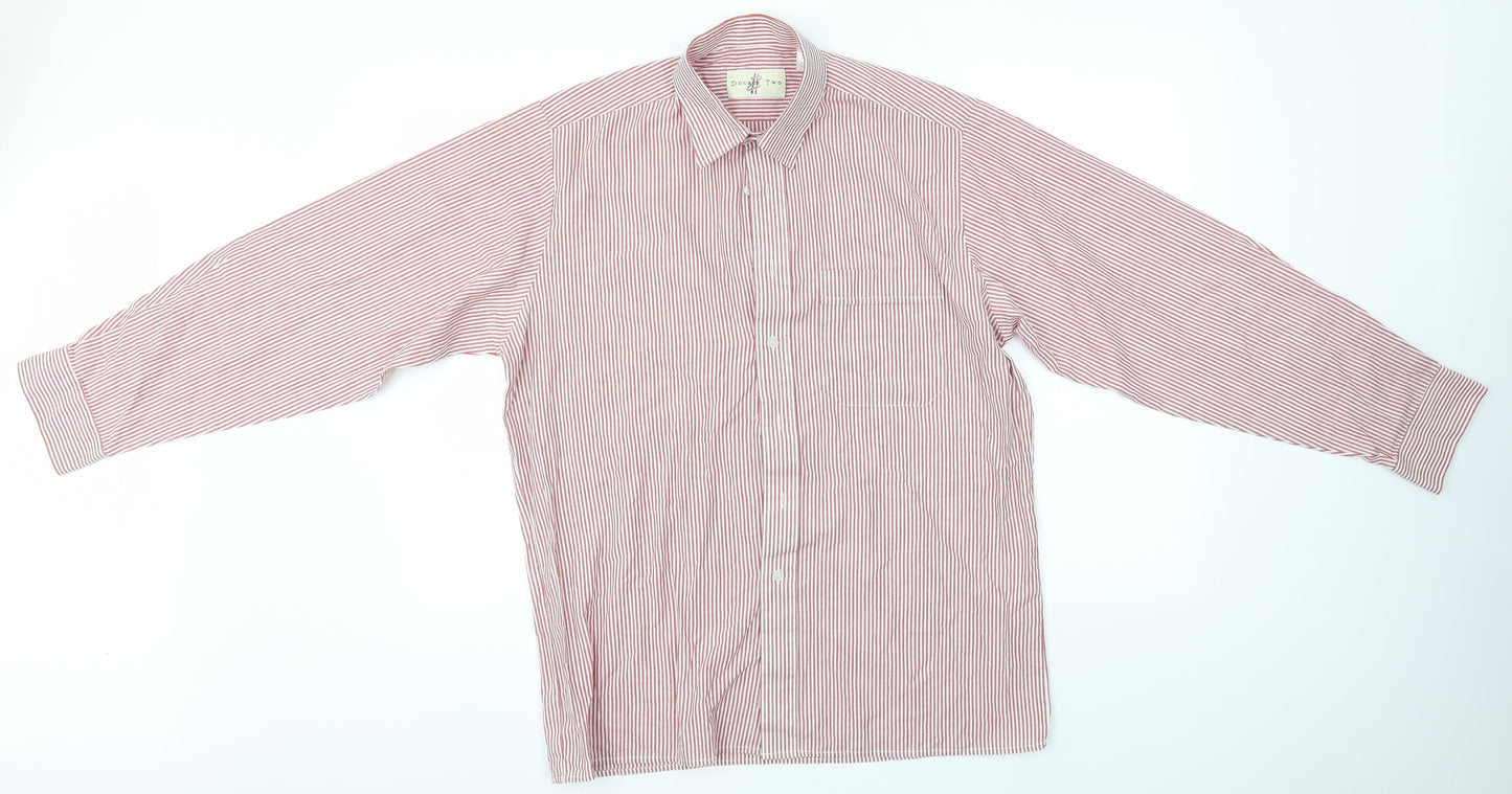 Double TWO Mens Red Striped   Button-Up Size L