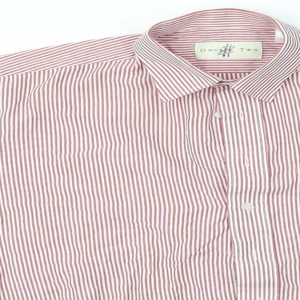 Double TWO Mens Red Striped   Button-Up Size L