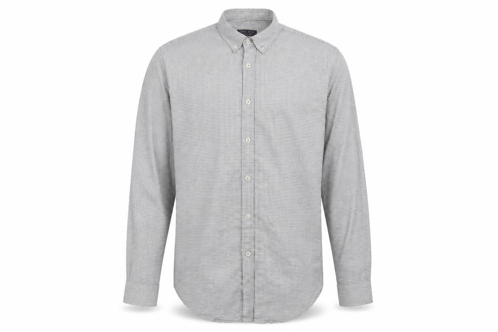 Zara Mens Grey Check   Button-Up Size L