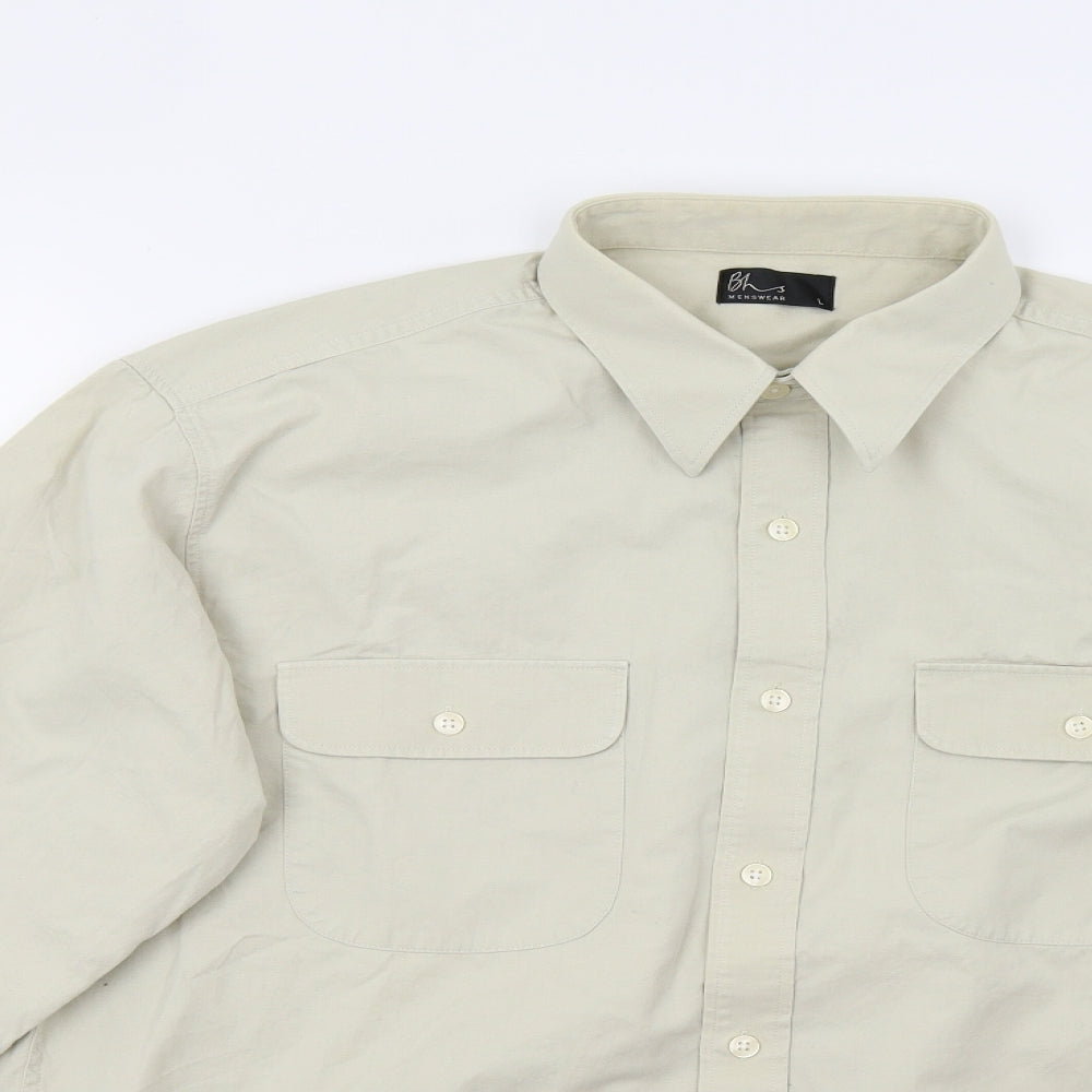 BHS Mens Beige    Button-Up Size L