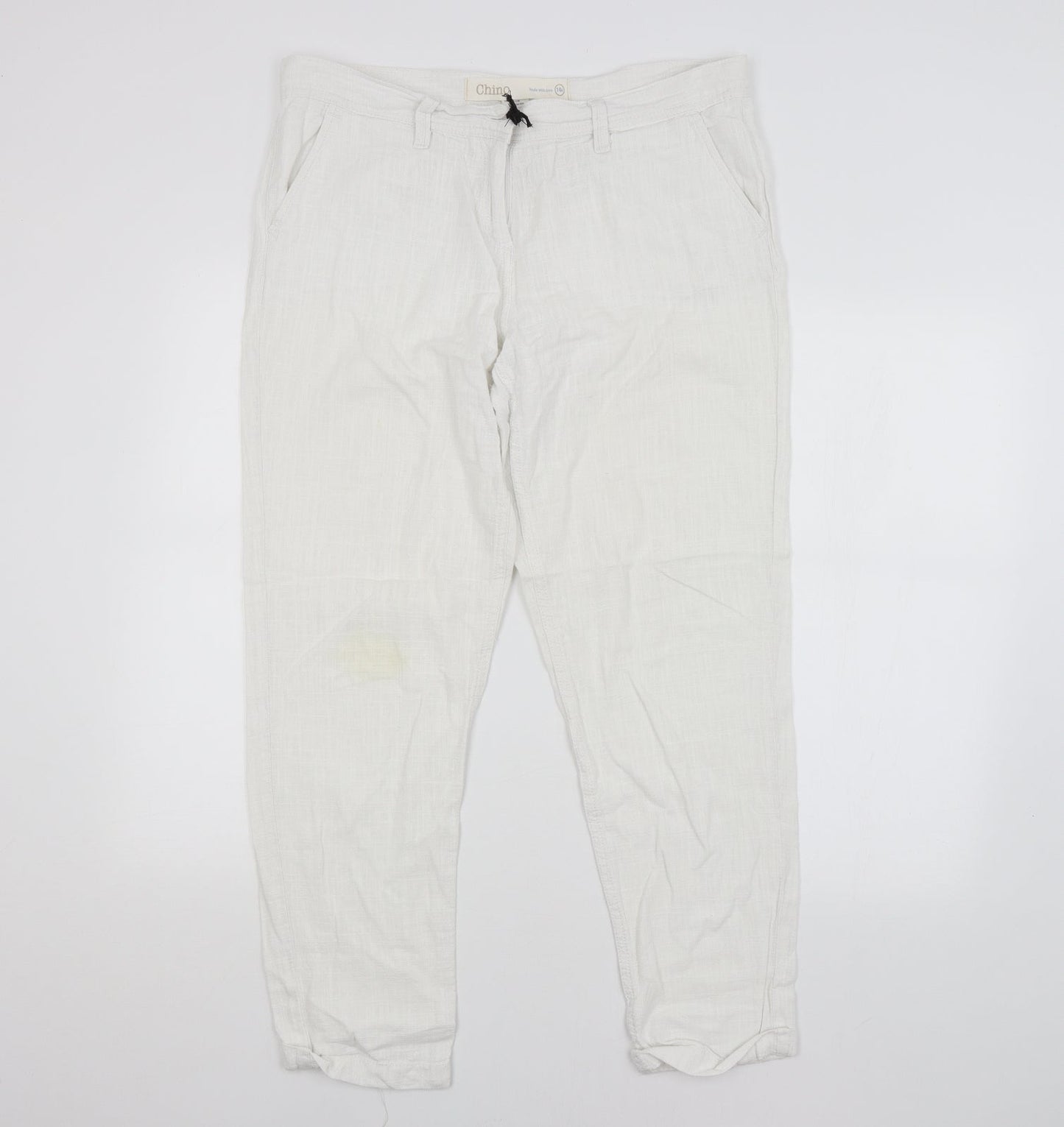 NEXT Womens White   Chino Trousers Size 14 L26 in