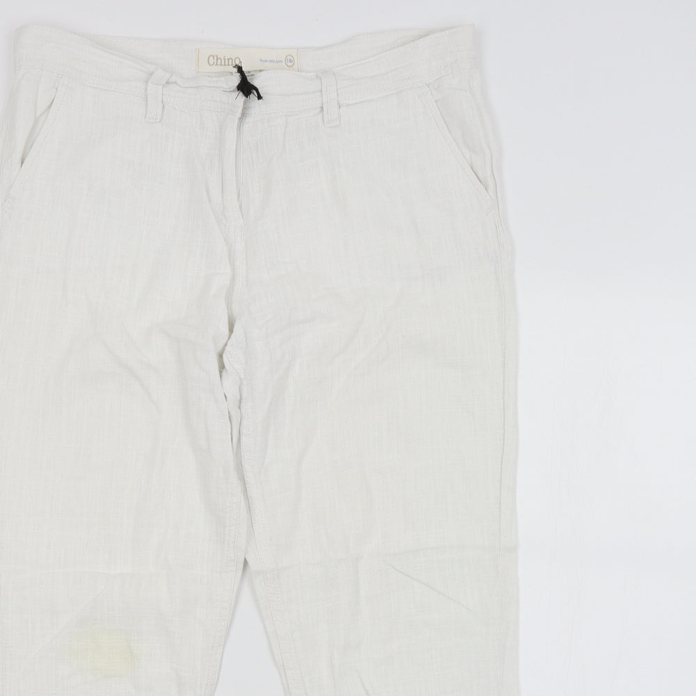 NEXT Womens White   Chino Trousers Size 14 L26 in