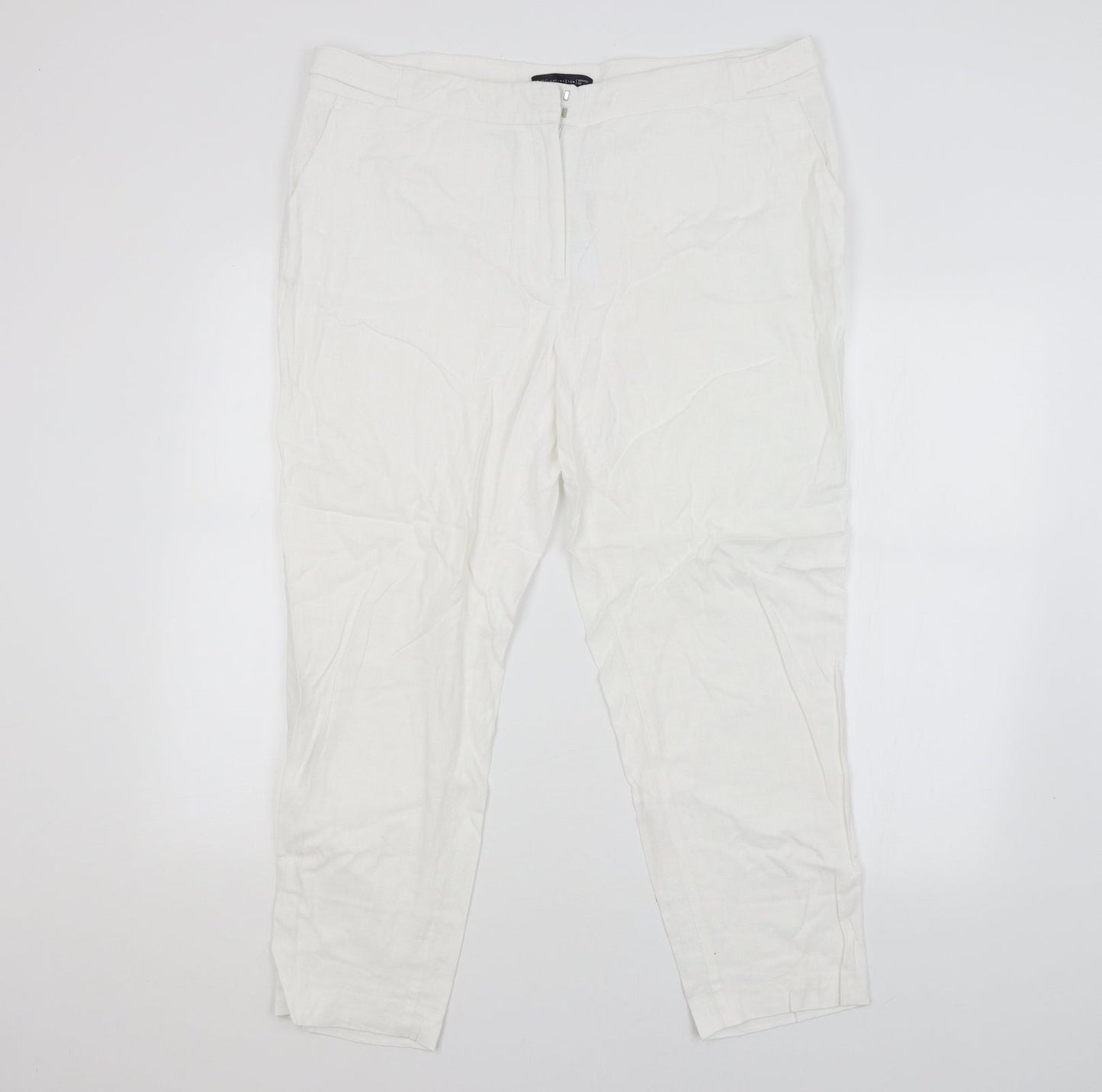 M&S Womens White   Trousers  Size 18 L25 in