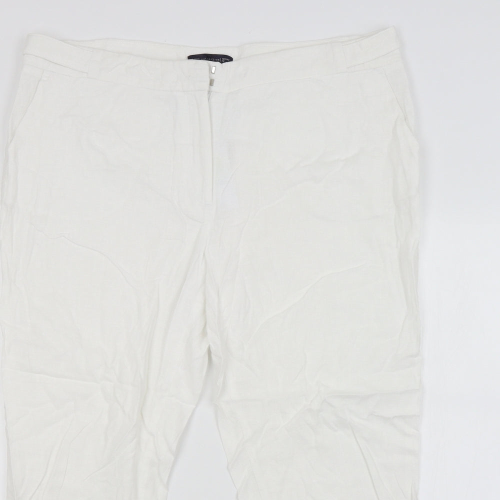 M&S Womens White   Trousers  Size 18 L25 in