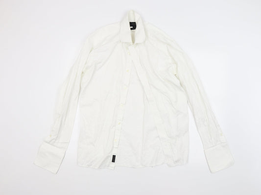 Duchamp Mens White Floral   Dress Shirt