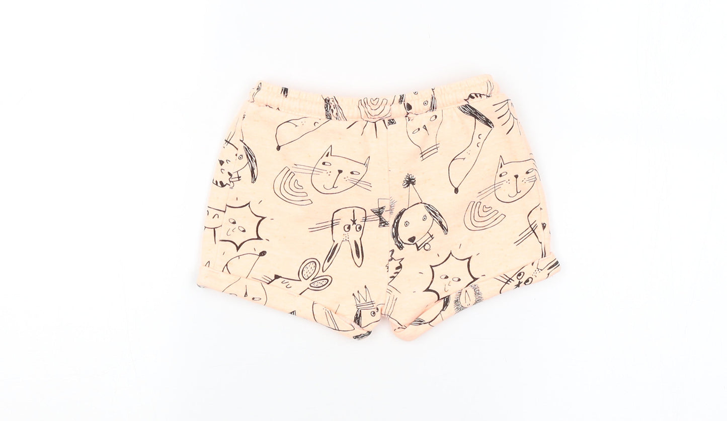 NEXT Girls Orange Animal Print  Cropped Leggings Size 12-18 Months